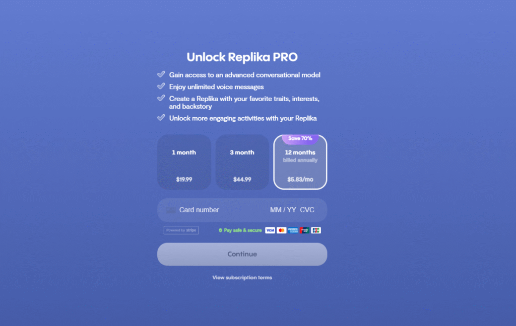 Replika AI pricing plans