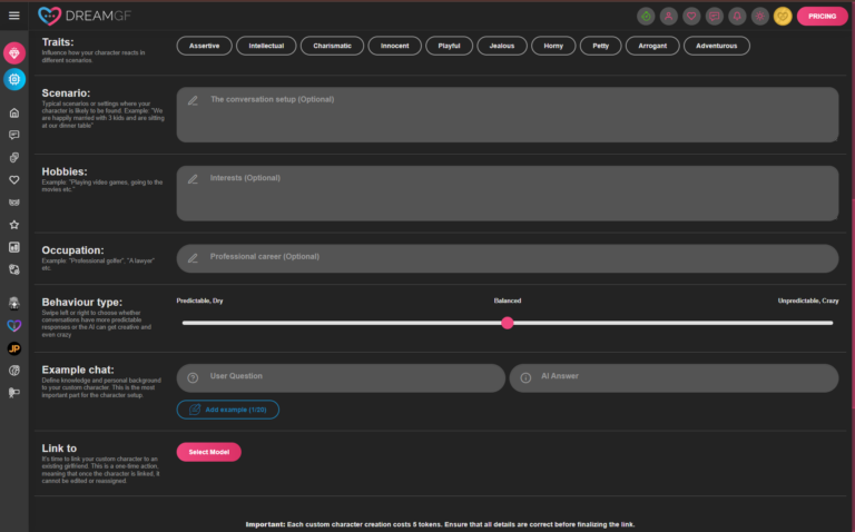 DreamGF Character Builder