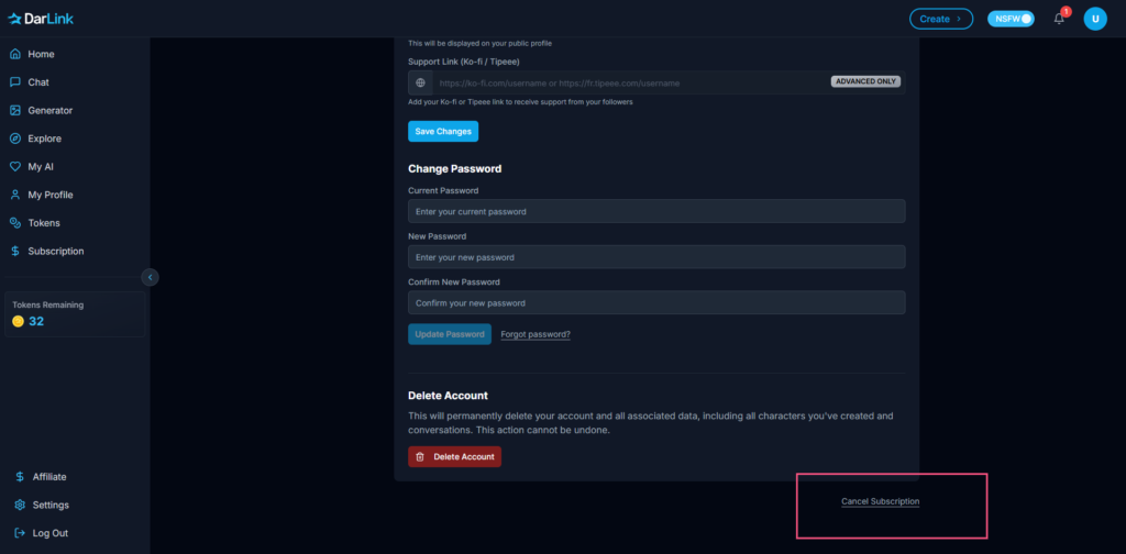 Darlink AI subscription