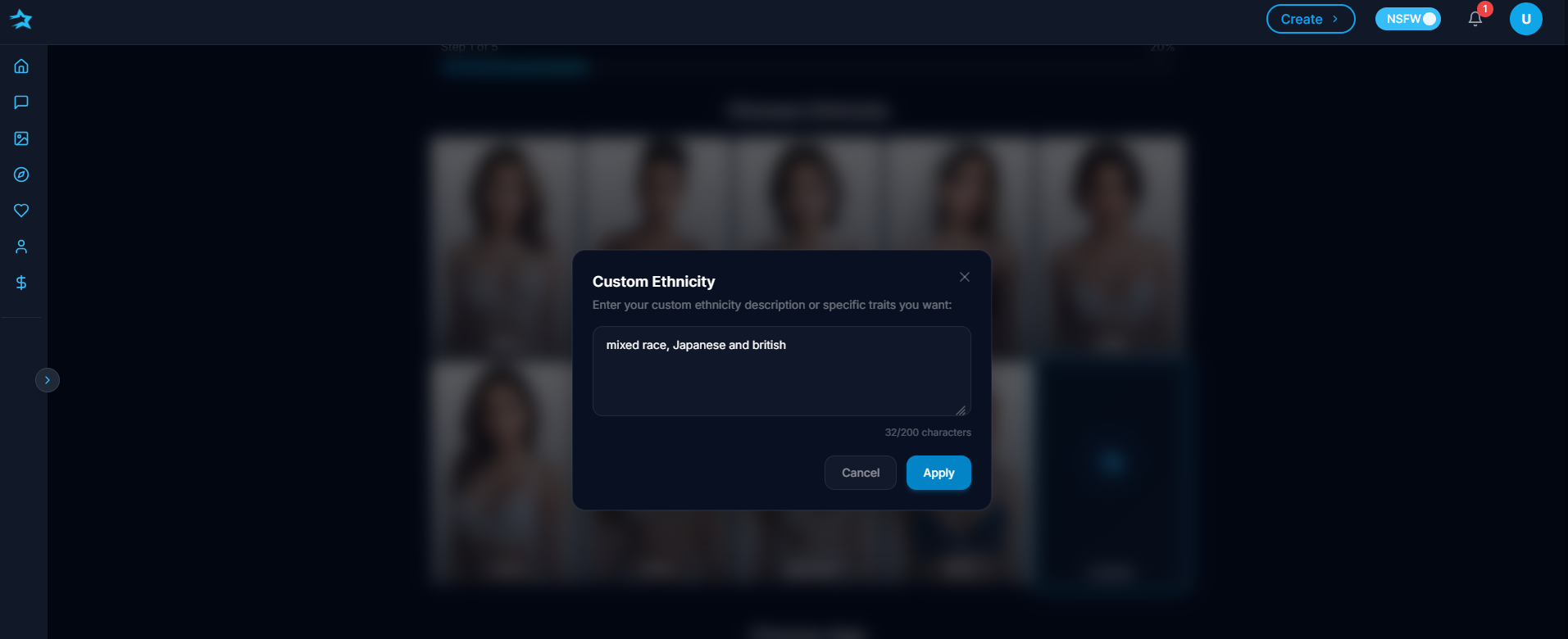 Darlink AI custom ethnicity