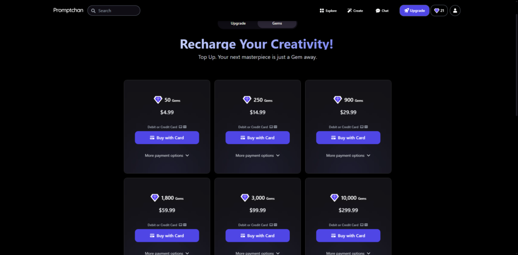 Promptchan AI pricing 