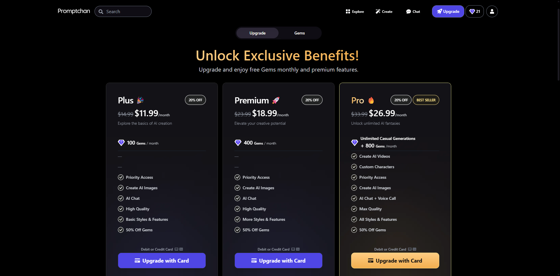 Promptchan AI Pricing