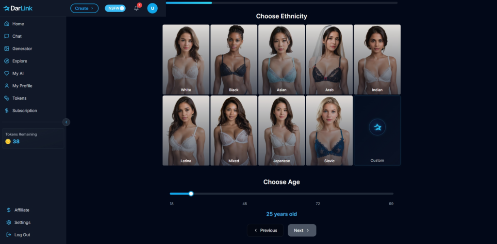 Darlink AI Character customization